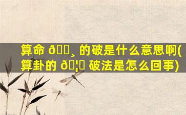 算命 🕸 的破是什么意思啊(算卦的 🦅 破法是怎么回事)